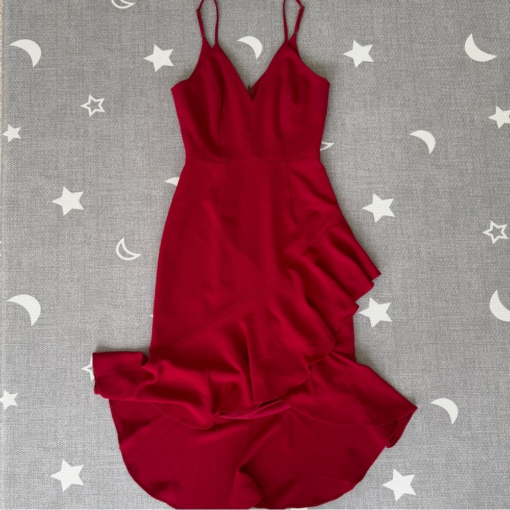 Dress the Population Burgundy (Dark Red) High Low midi cocktail party Dress, XXS